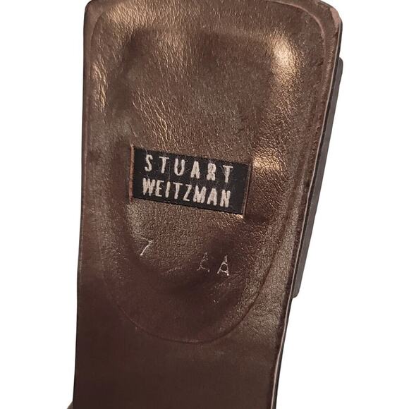 Vintage Stuart Weitzman Butterfly Beaded Sandals Size 7 A Bronze Low Block Heel - Picture 5 of 5